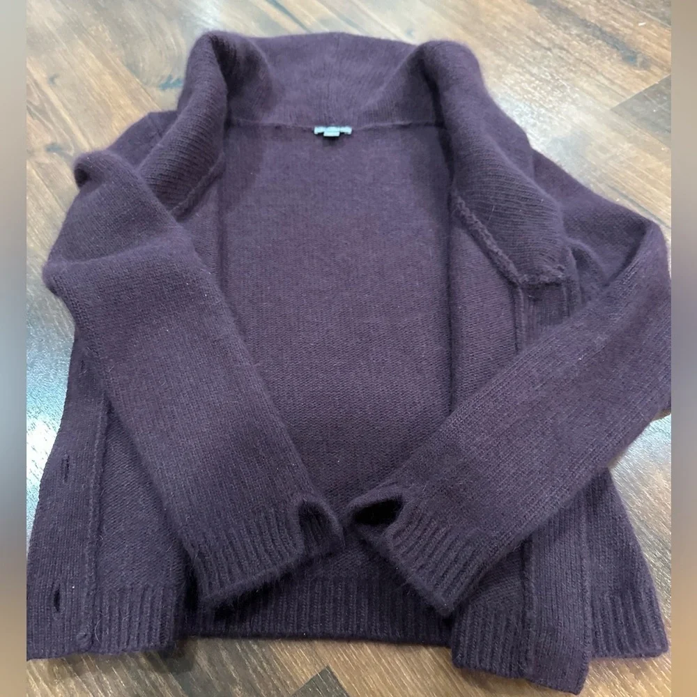 Ann Taylor Petites Rabbit Hair -Wool Blend Cowl Neck Cardigan Maroon petite M - Picture 7 of 8